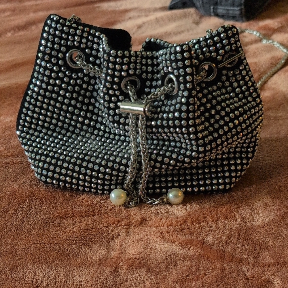 Black Studded Chain Bag